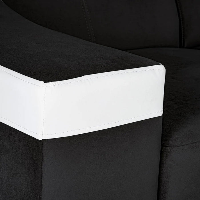 LUCKY MINI Canapé d’angle convertible réversible en velours noir et simili blanc