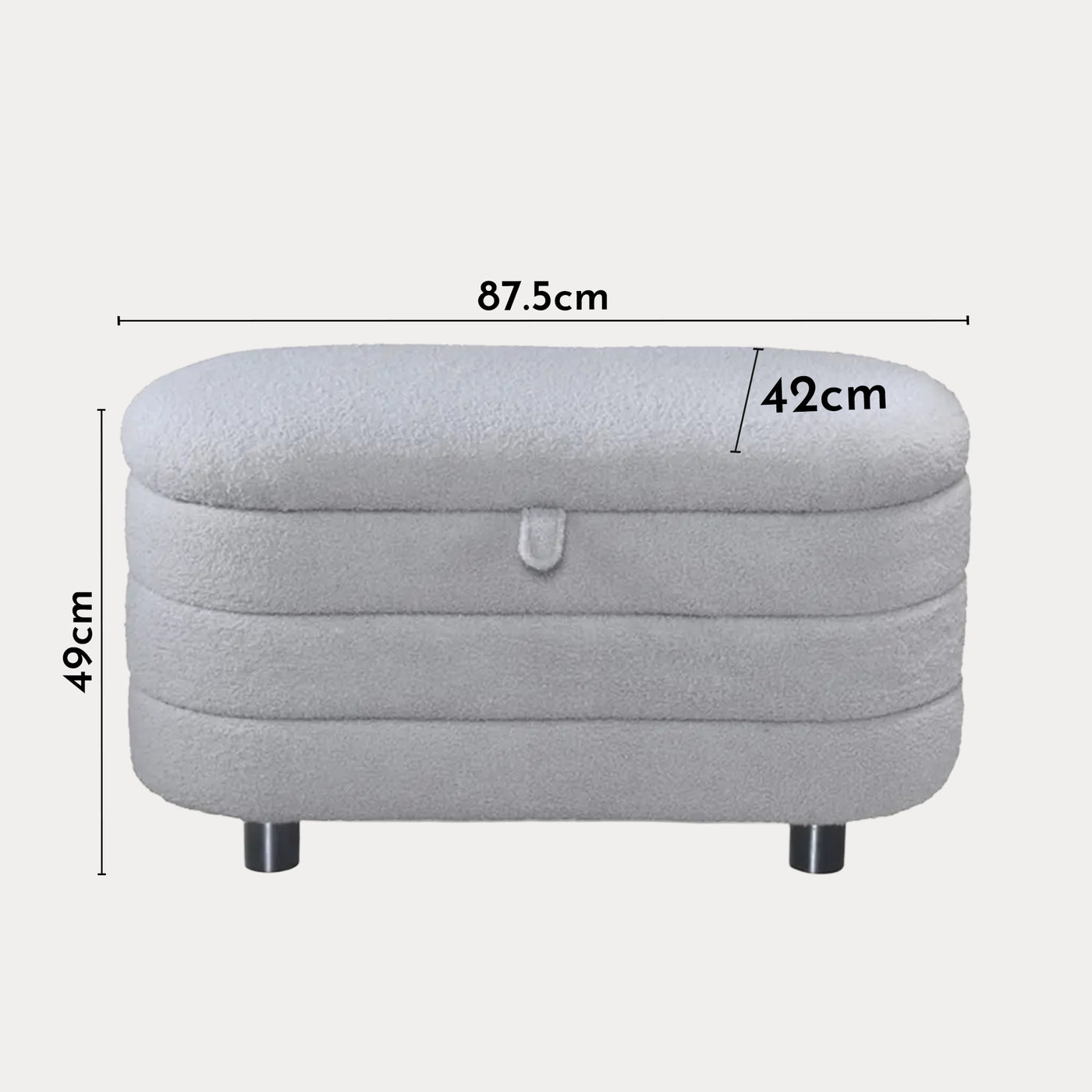 LUCY Banquette coffre en tissu effet peau de mouton gris