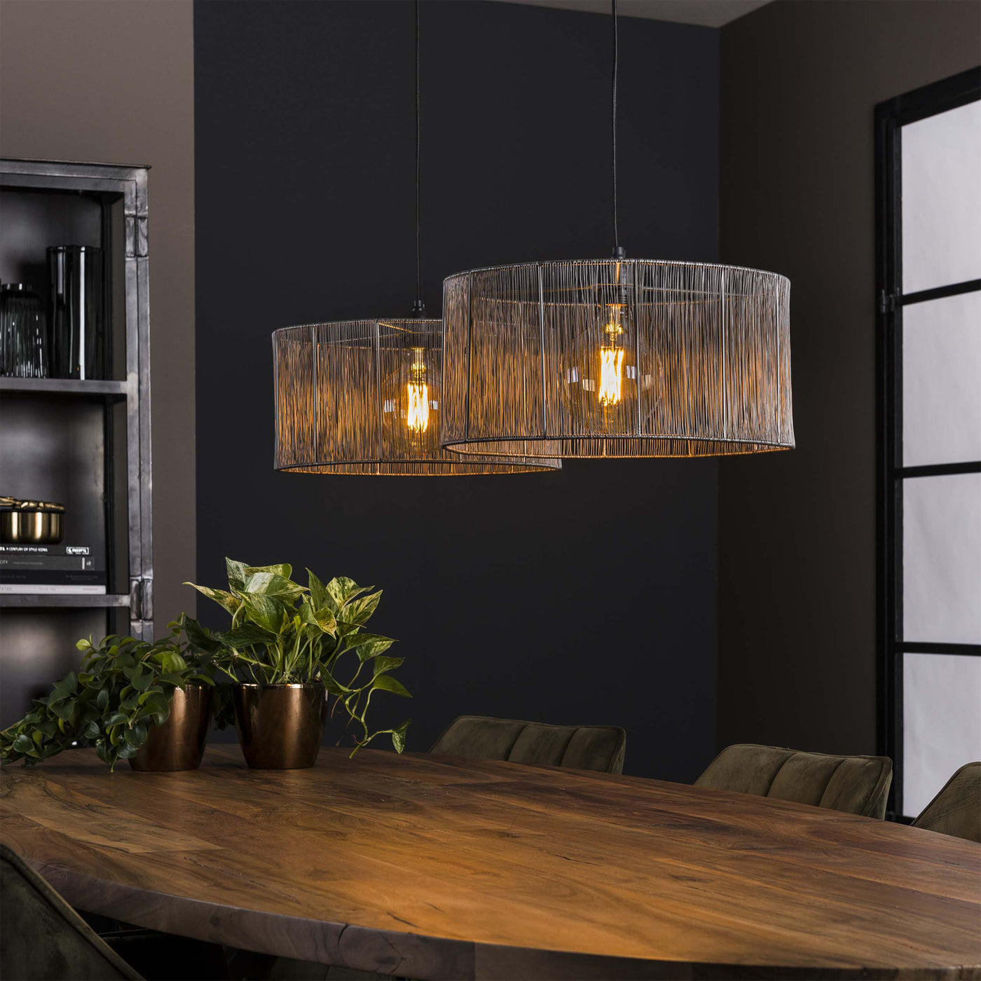 LUMIRA Suspension 2 lampes en métal argenté 120x150 cm