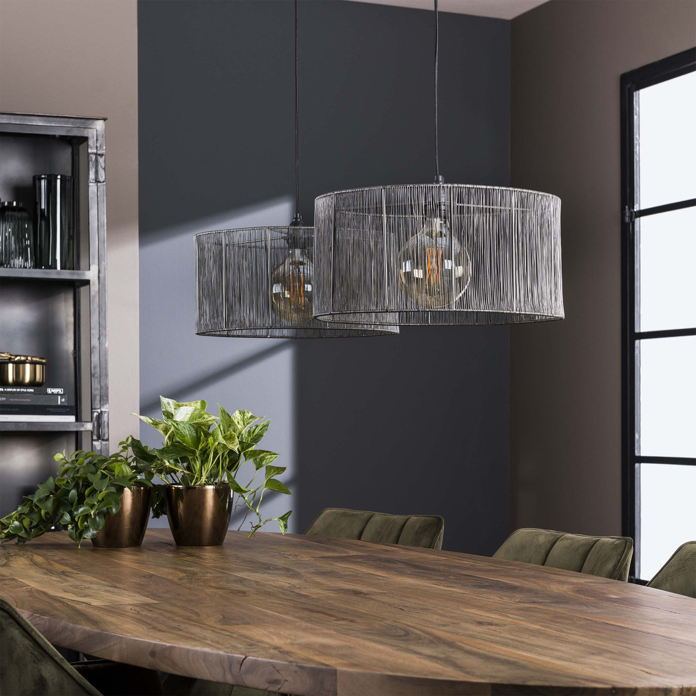 LUMIRA Suspension 2 lampes en métal argenté 120x150 cm