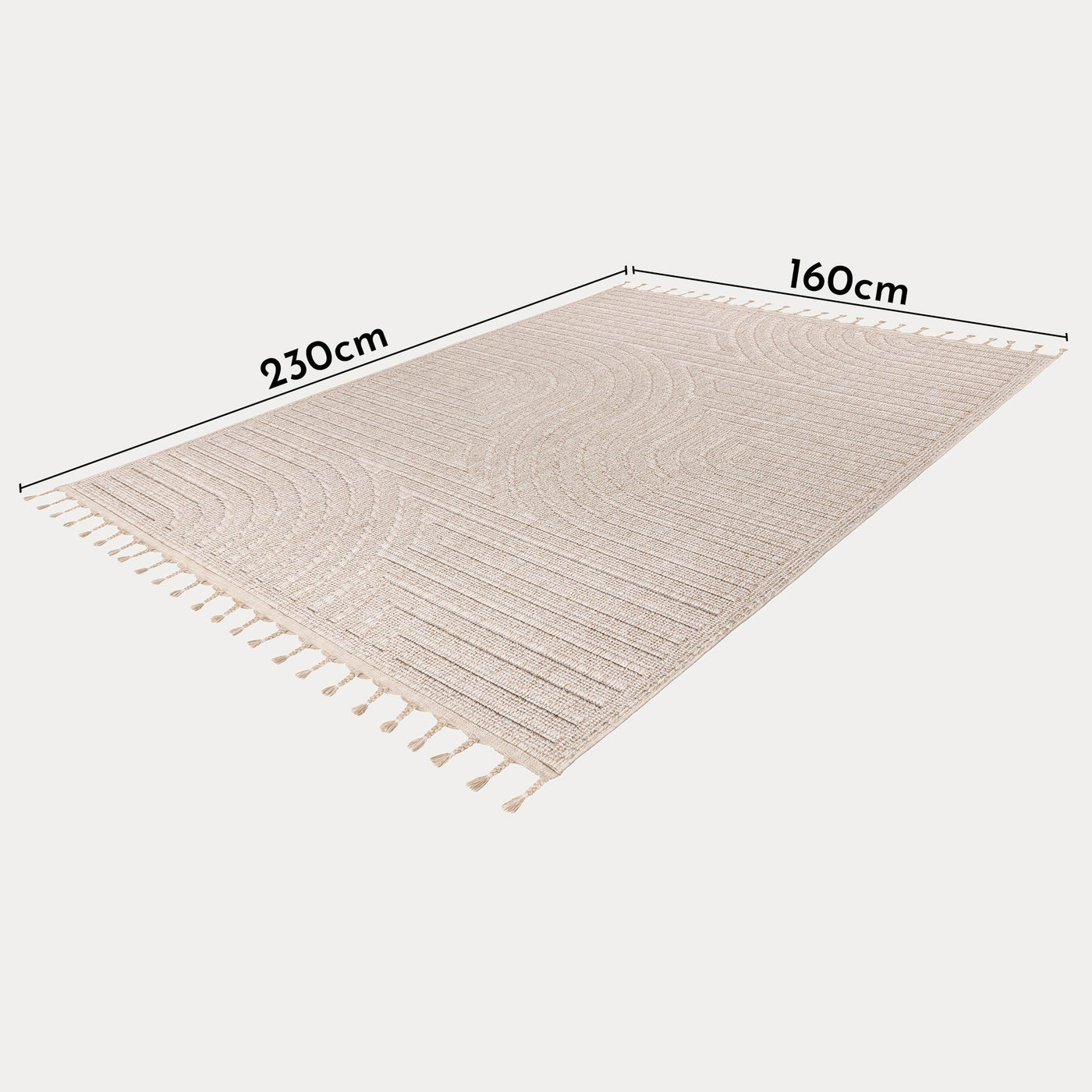 LUXOR 2 Tapis tissé à franges beige - 160x230 cm - Tapis - Mobilier Deco