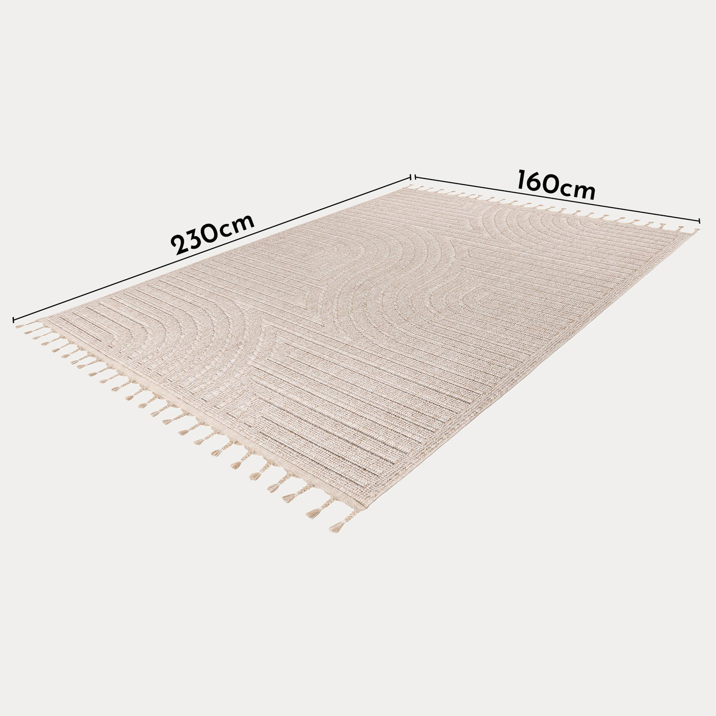 LUXOR 2 Tapis tissé à franges beige - 160x230 cm