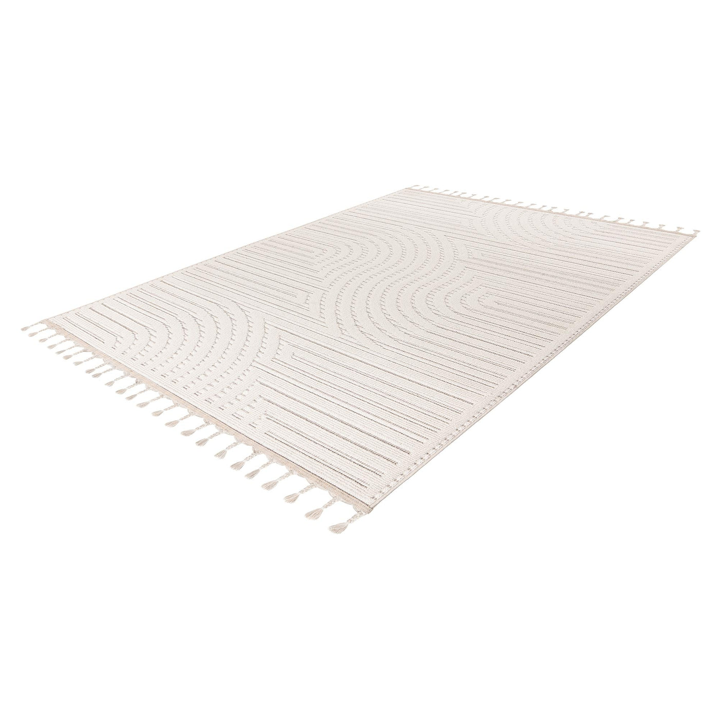 LUXOR 2 Tapis tissé à franges blanc écru - 160x230 cm - Tapis - Mobilier Deco