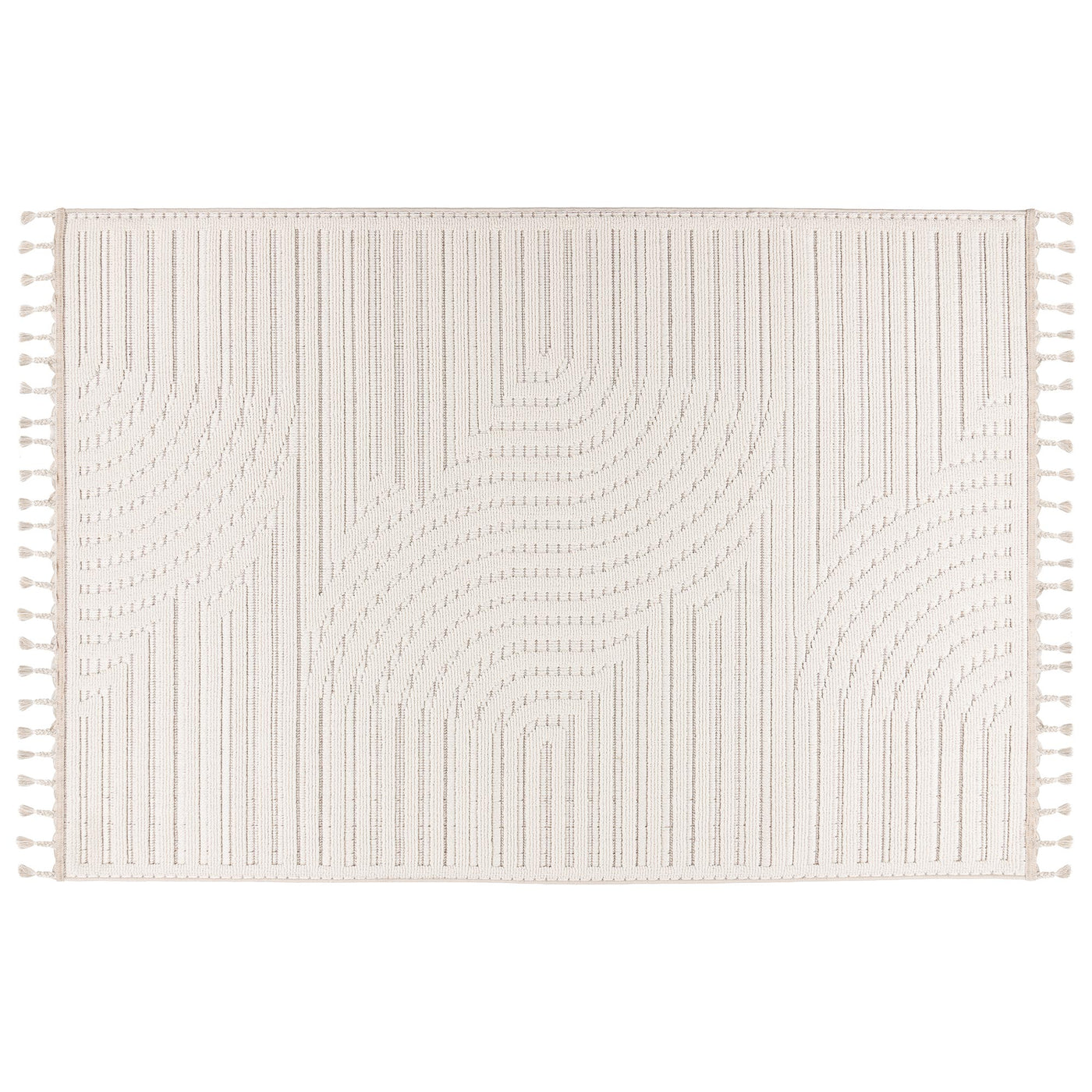 LUXOR 2 Tapis tissé à franges blanc écru - 160x230 cm - Tapis - Mobilier Deco