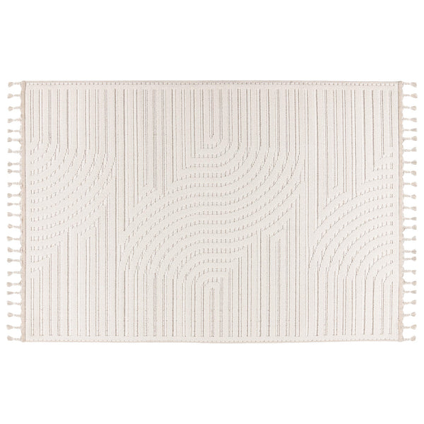 LUXOR 2 Tapis tissé à franges blanc écru - 160x230 cm