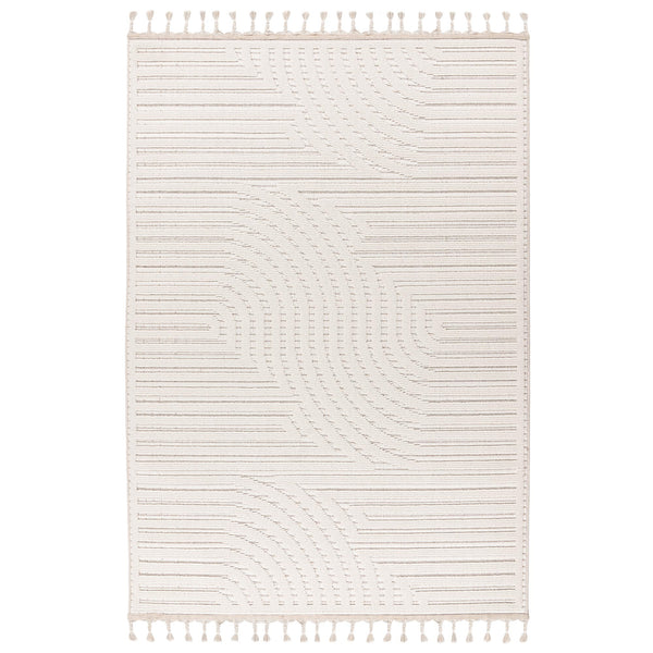 LUXOR 2 Tapis tissé à franges blanc écru - 160x230 cm