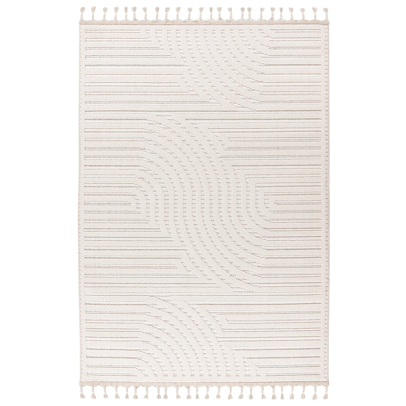 LUXOR 2 Tapis tissé à franges blanc écru - 160x230 cm