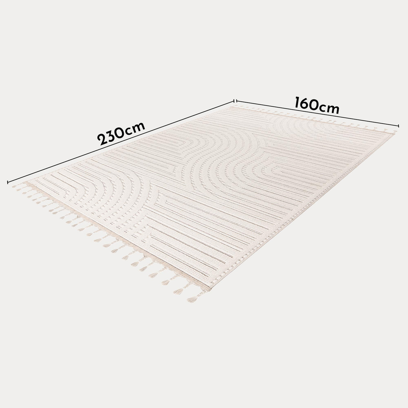 LUXOR 2 Tapis tissé à franges blanc écru - 160x230 cm