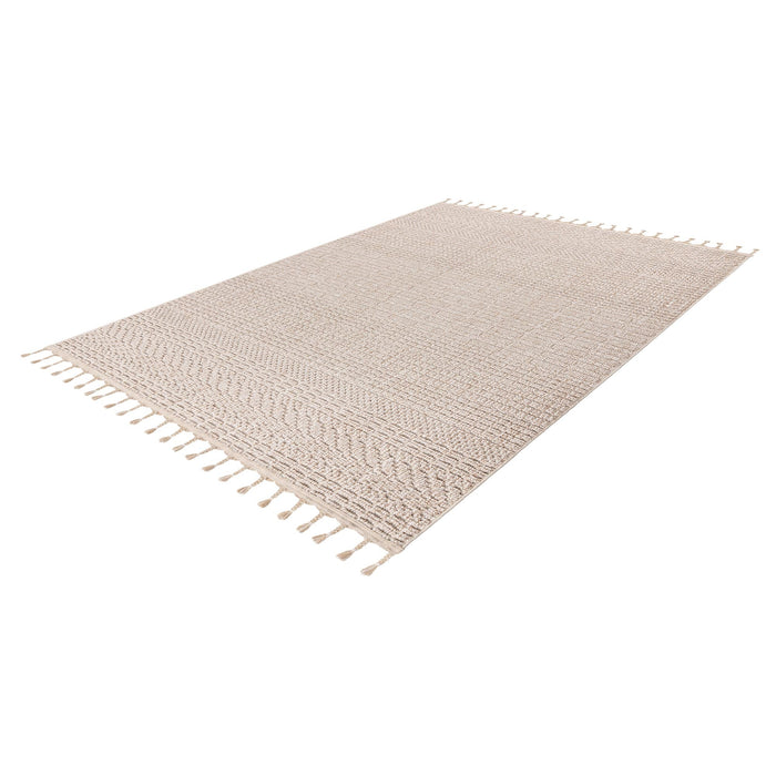 LUXOR Tapis tissé à franges beige - 160x230 cm