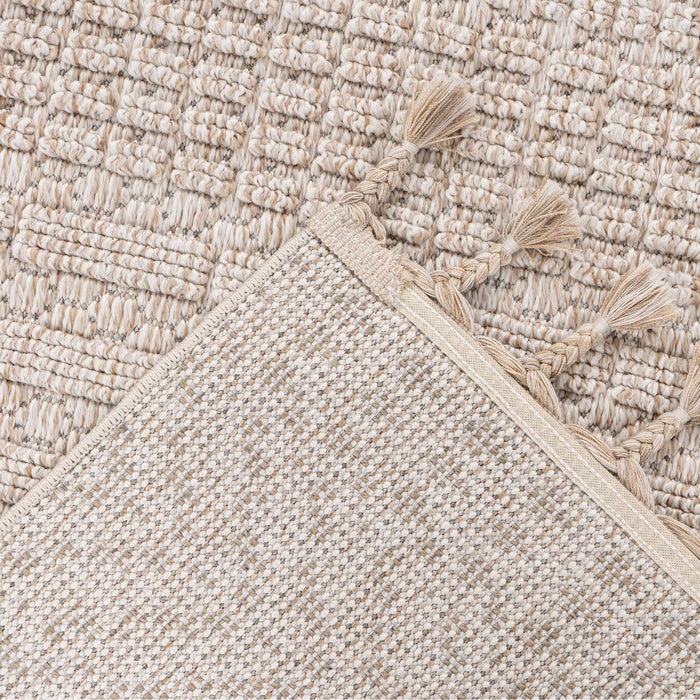 LUXOR Tapis tissé à franges beige - 160x230 cm