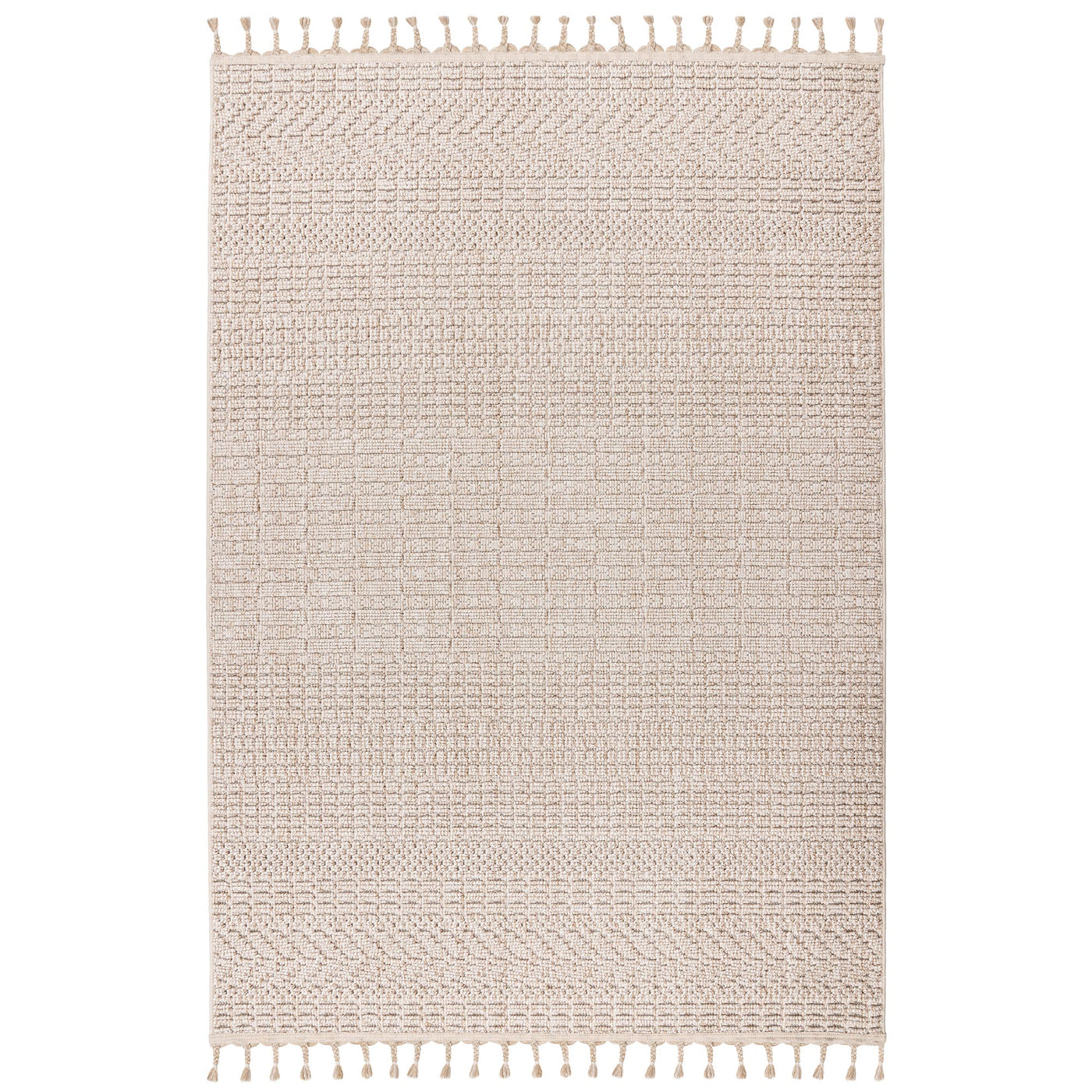 LUXOR Tapis tissé à franges beige - 160x230 cm