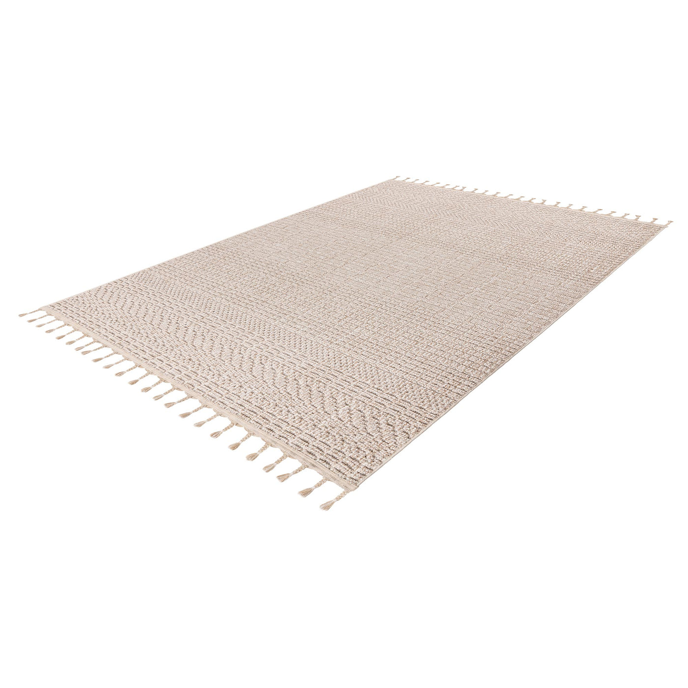 LUXOR Tapis tissé à franges beige - 160x230 cm