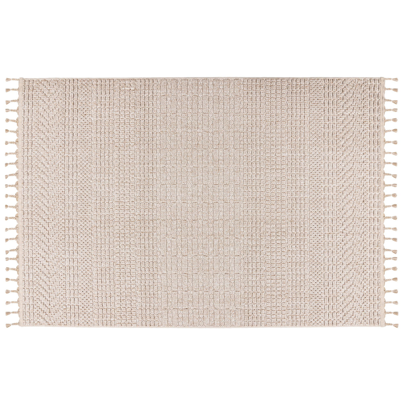 LUXOR Tapis tissé à franges beige - 160x230 cm