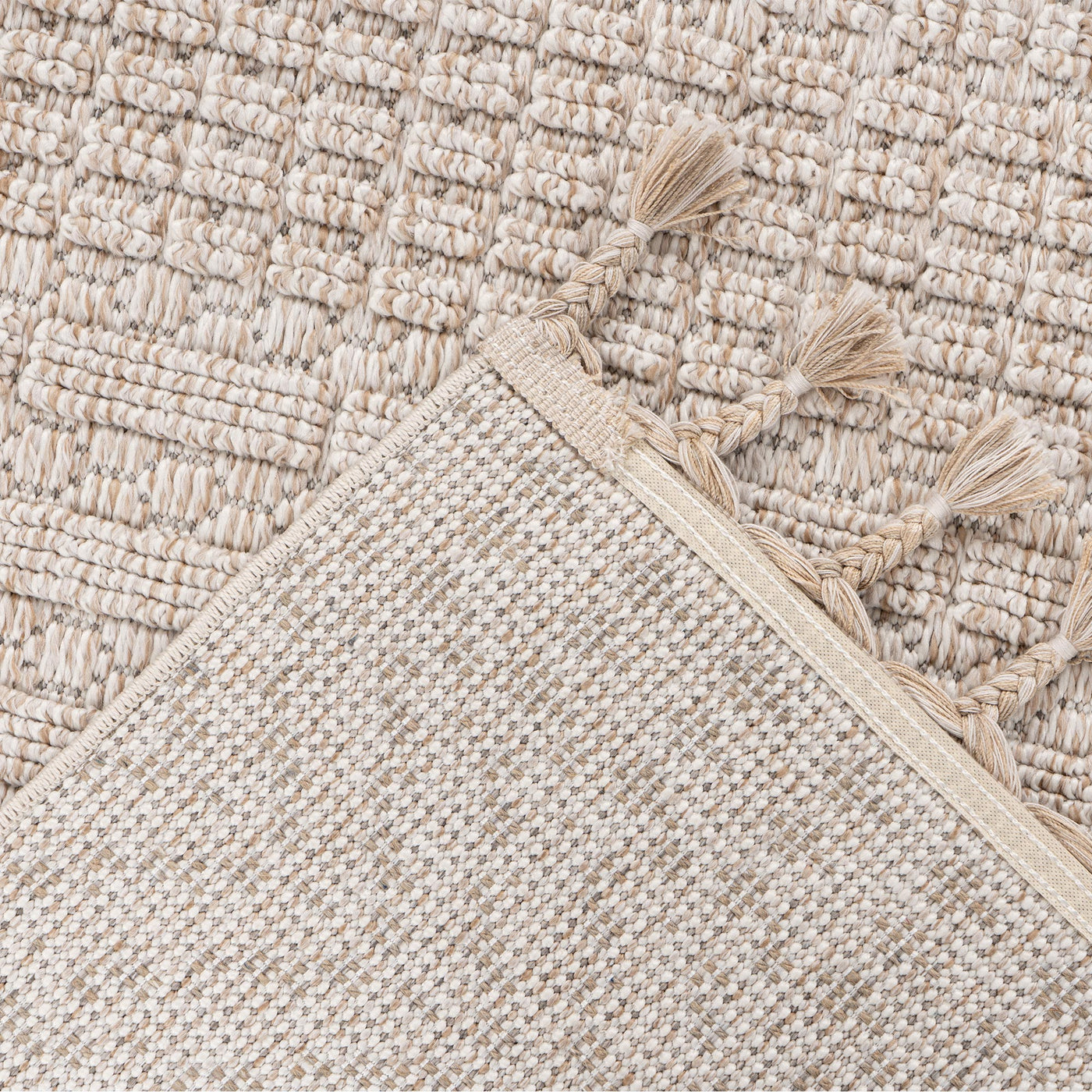 LUXOR Tapis tissé à franges beige - 160x230 cm
