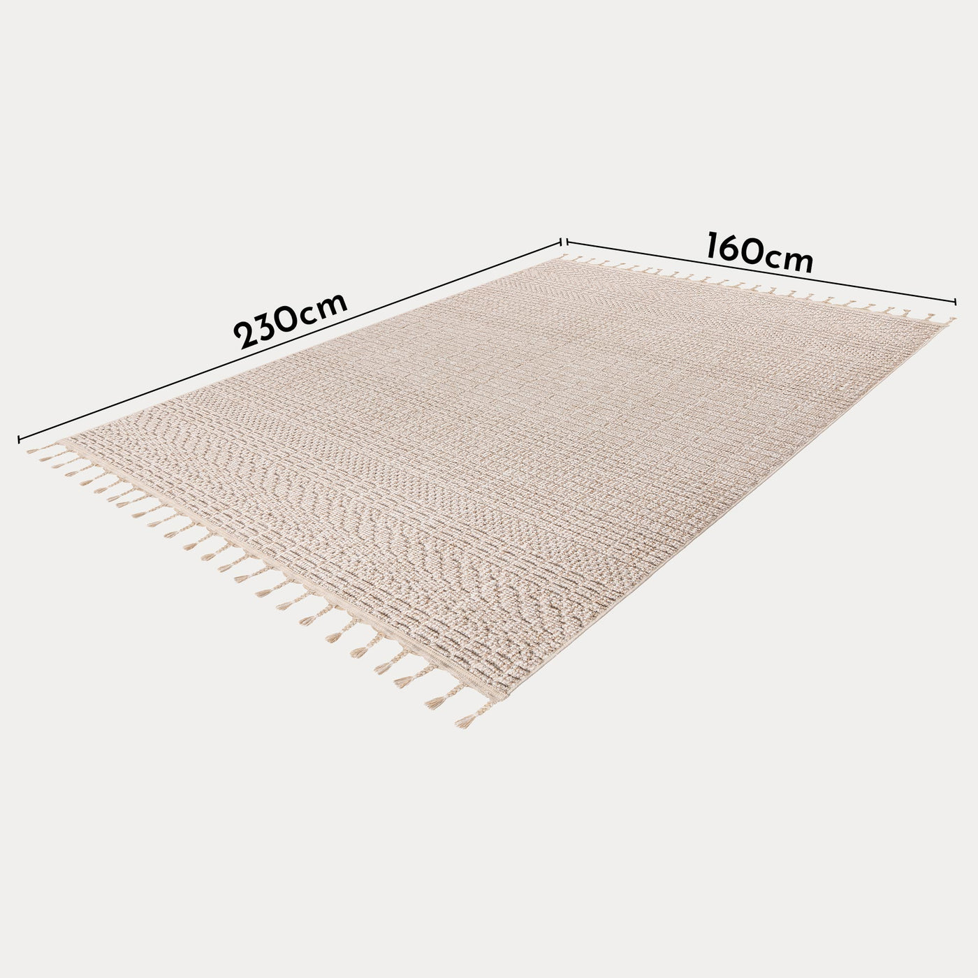 LUXOR Tapis tissé à franges beige - 160x230 cm