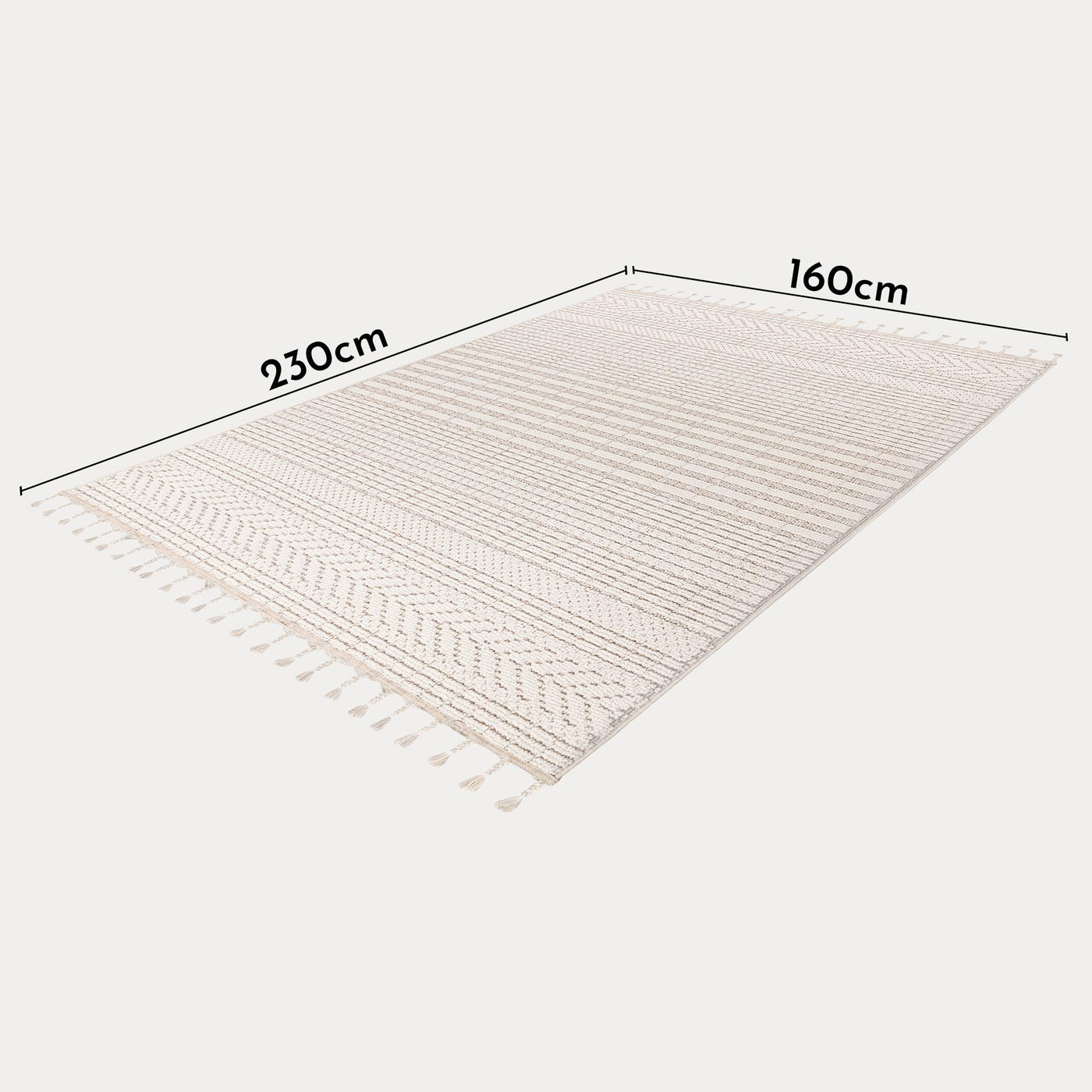 LUXOR Tapis tissé à franges écru - 160x230 cm - Tapis - Mobilier Deco