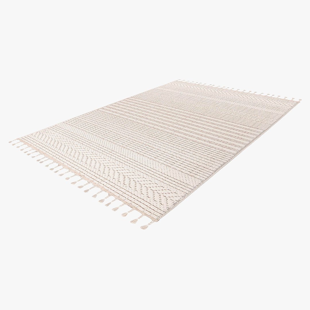LUXOR Tapis tissé à franges écru - 160x230 cm - Tapis - Mobilier Deco