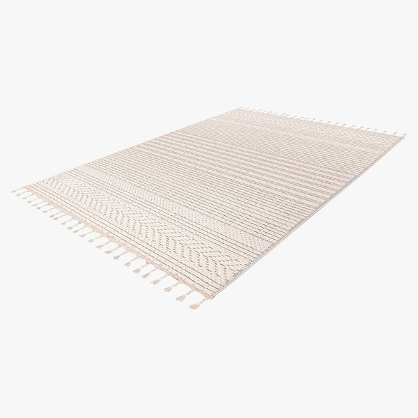 LUXOR Tapis tissé à franges écru - 160x230 cm