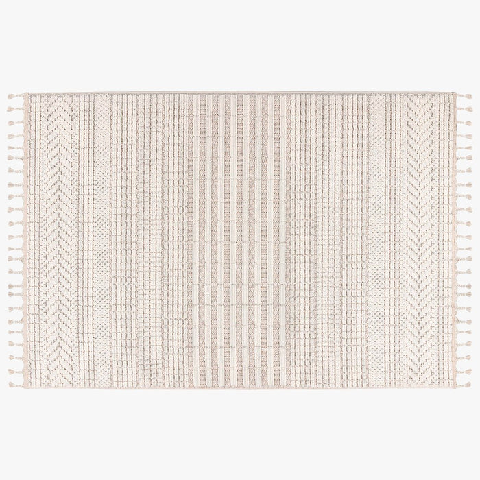 LUXOR Tapis tissé à franges écru - 160x230 cm