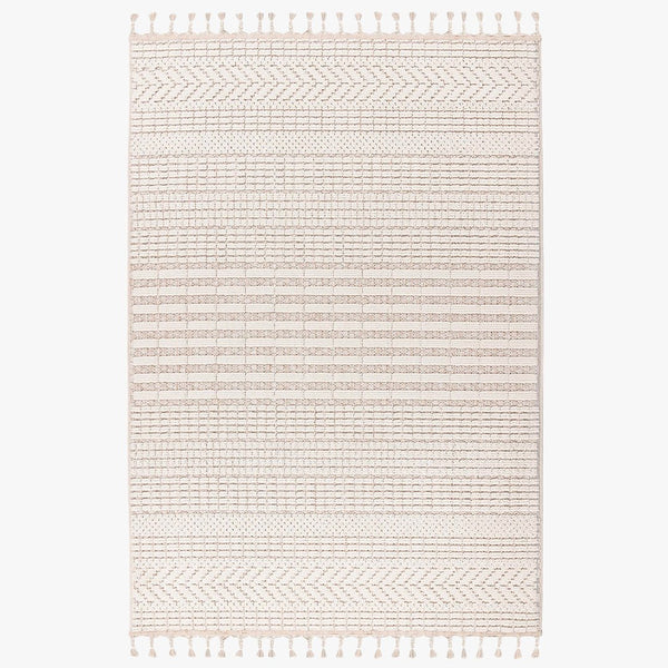 LUXOR Tapis tissé à franges écru - 160x230 cm