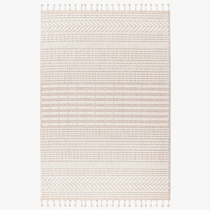 LUXOR Tapis tissé à franges écru - 160x230 cm
