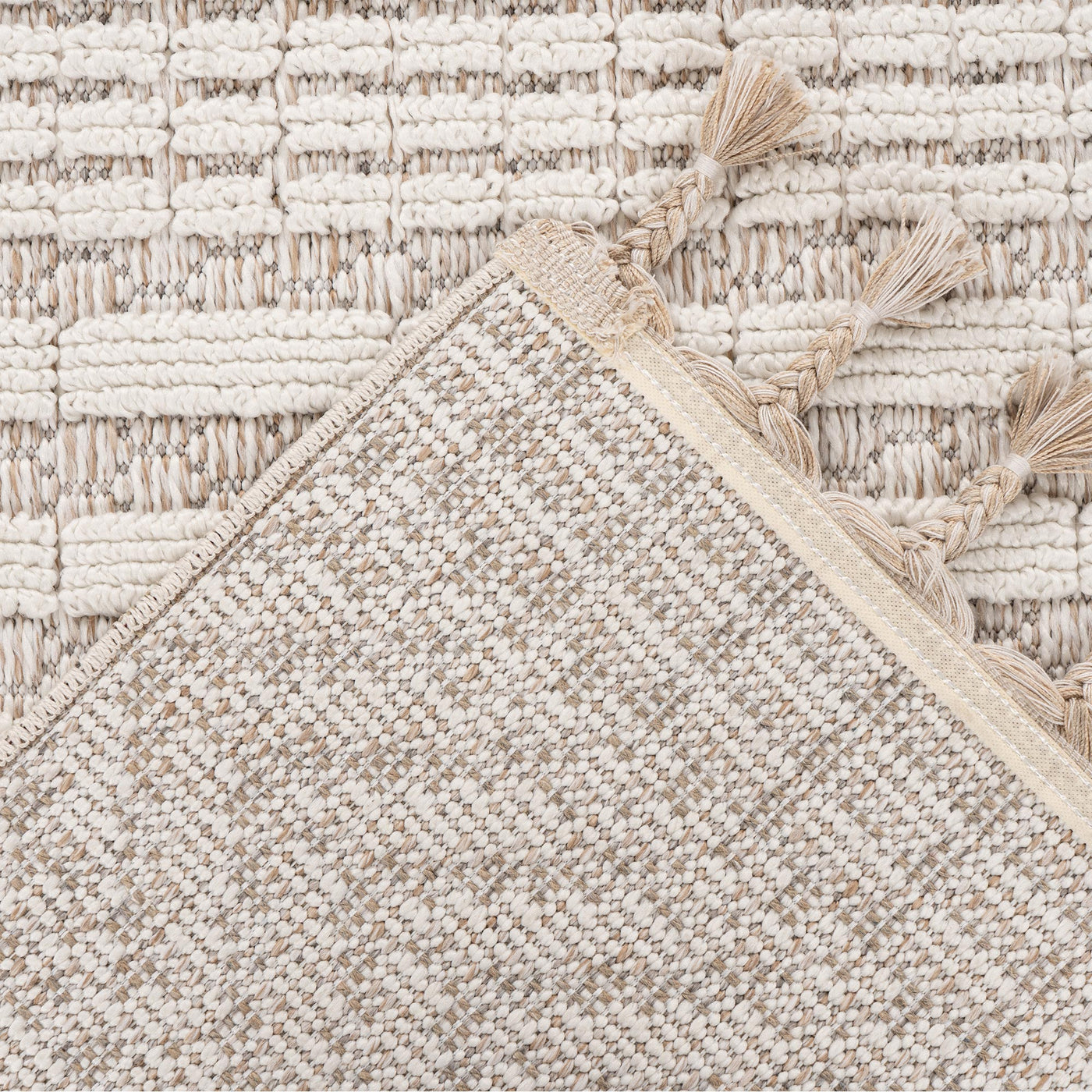 LUXOR Tapis tissé à franges écru - 160x230 cm