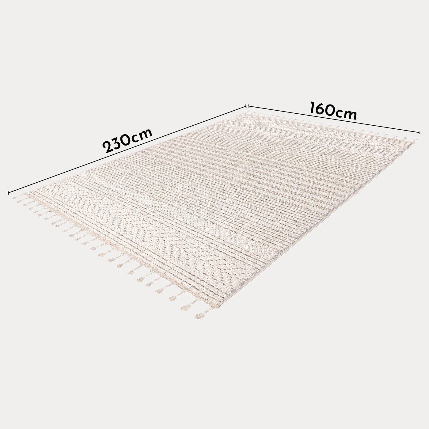 LUXOR Tapis tissé à franges écru - 160x230 cm