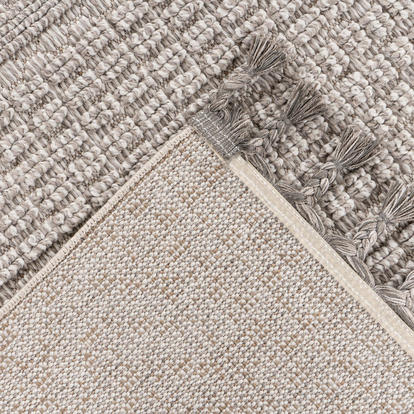 LUXOR Tapis tissé à franges taupe - 160x230 cm - Tapis - Mobilier Deco
