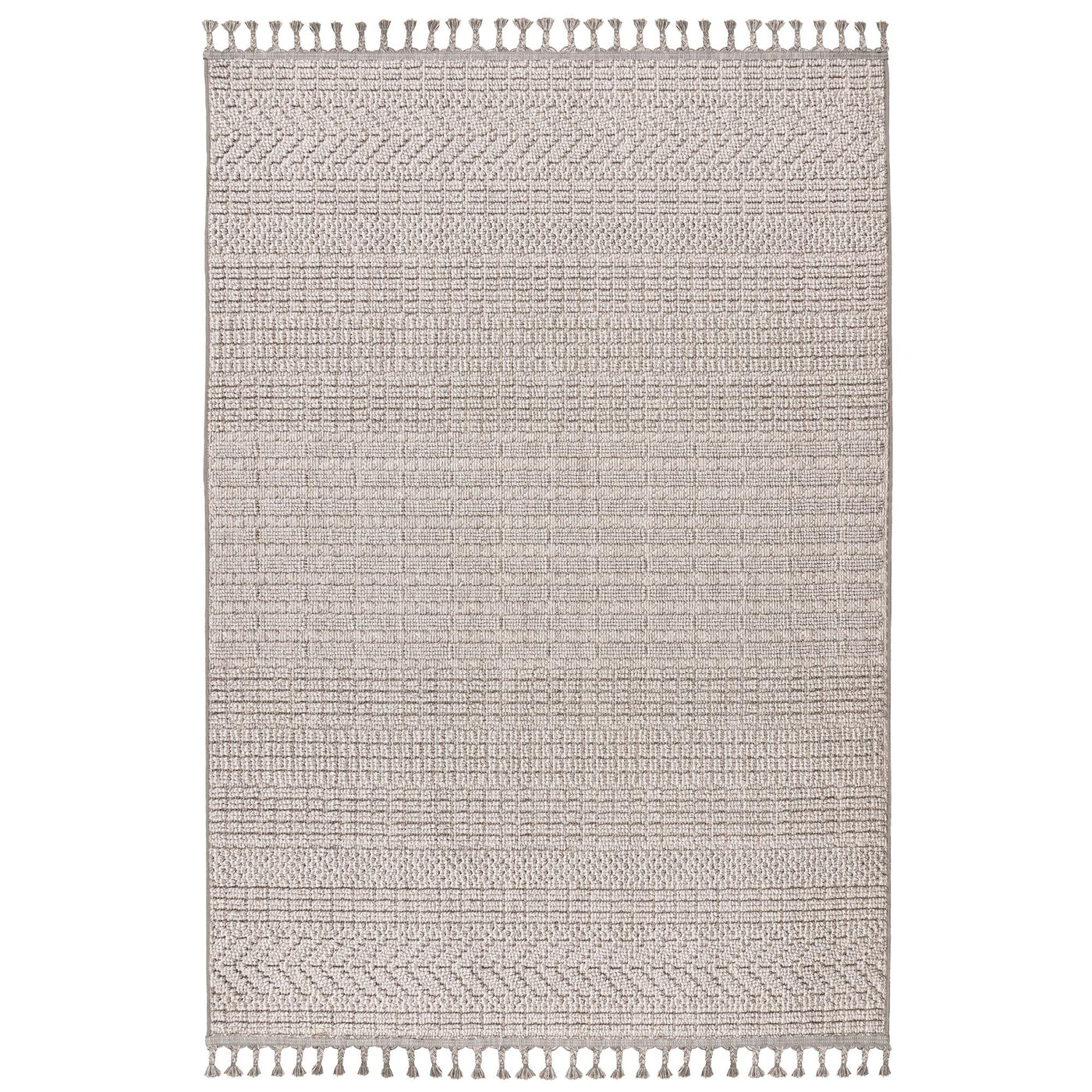 LUXOR Tapis tissé à franges taupe - 160x230 cm - Tapis - Mobilier Deco
