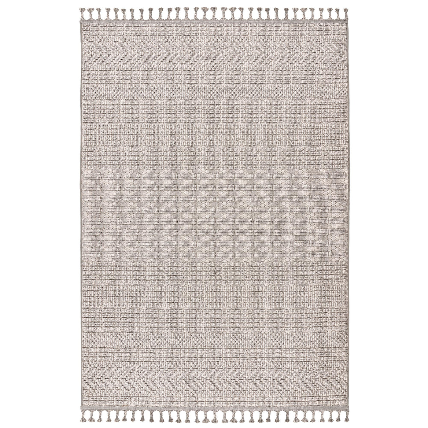 LUXOR Tapis tissé à franges taupe - 160x230 cm