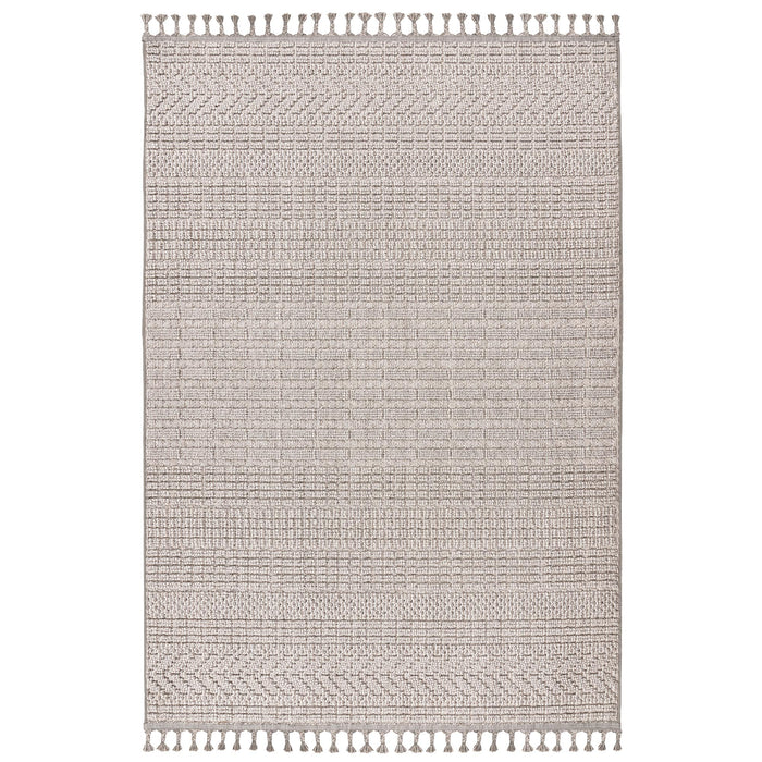 LUXOR Tapis tissé à franges taupe - 160x230 cm