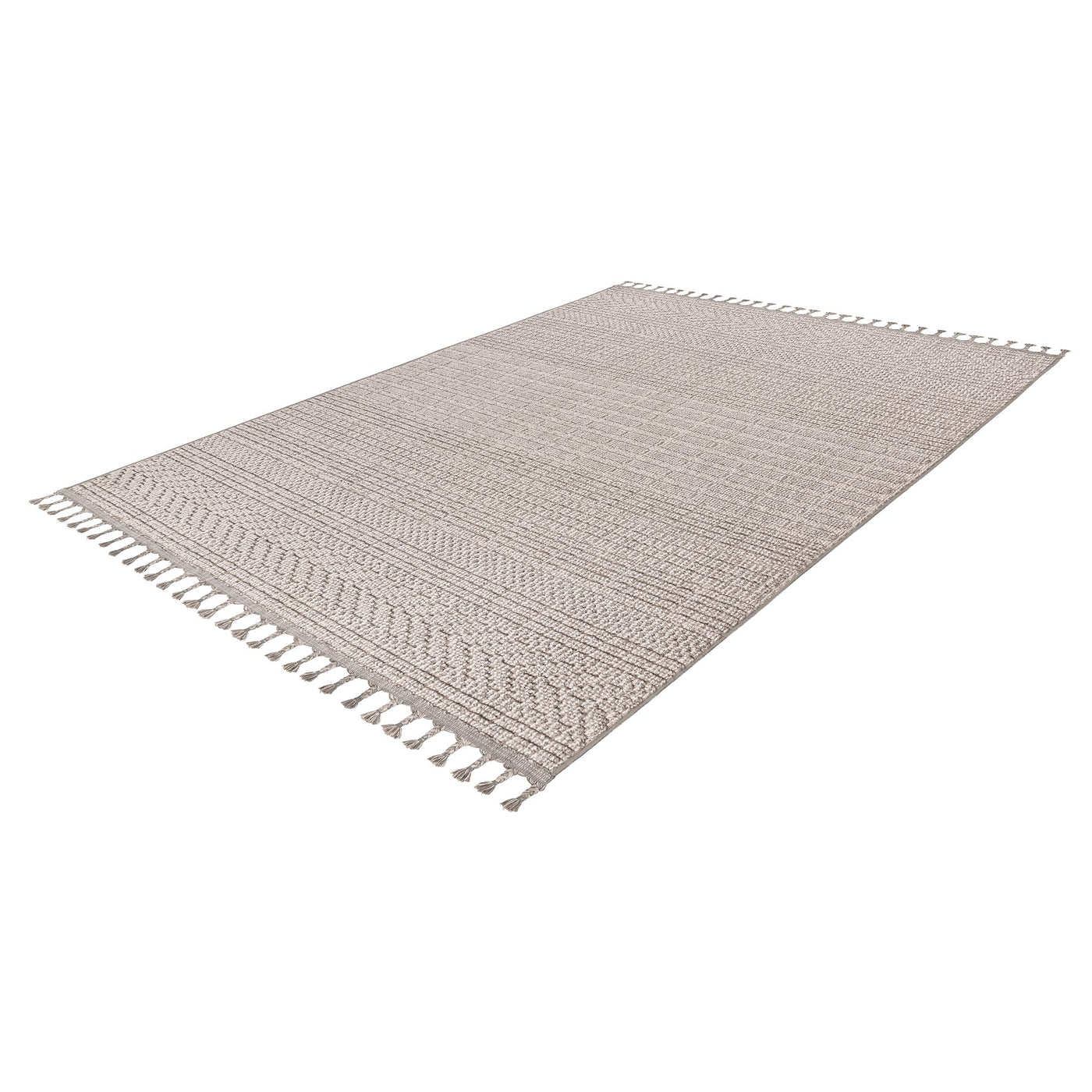 LUXOR Tapis tissé à franges taupe - 160x230 cm