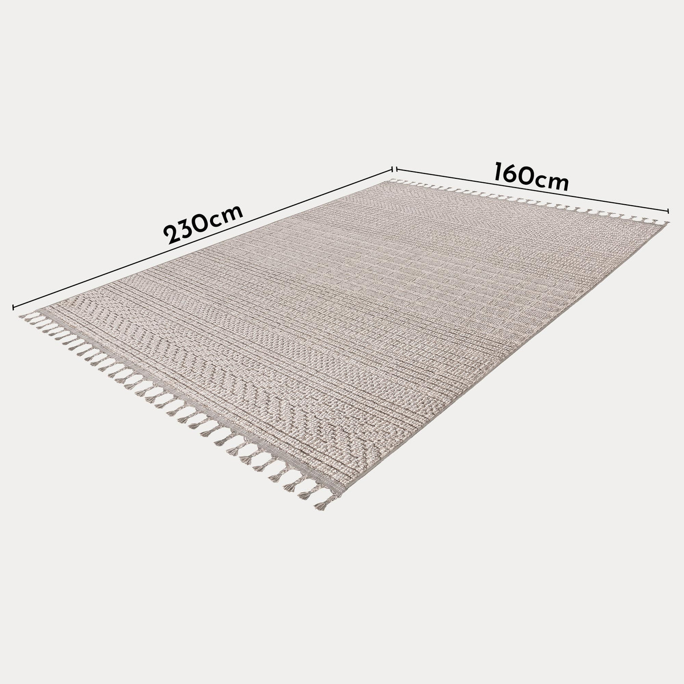 LUXOR Tapis tissé à franges taupe - 160x230 cm