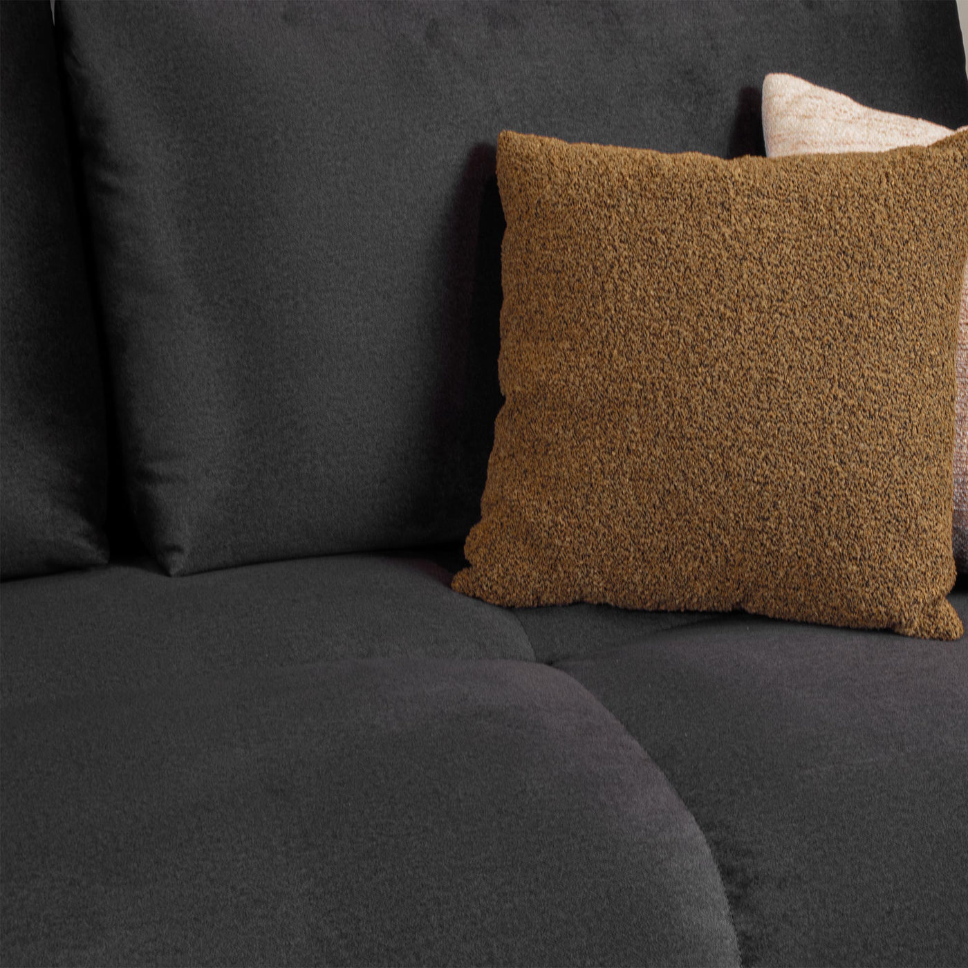 LYGIE Canapé d'angle convertible avec coffre en velours gris foncé - Angle gauche