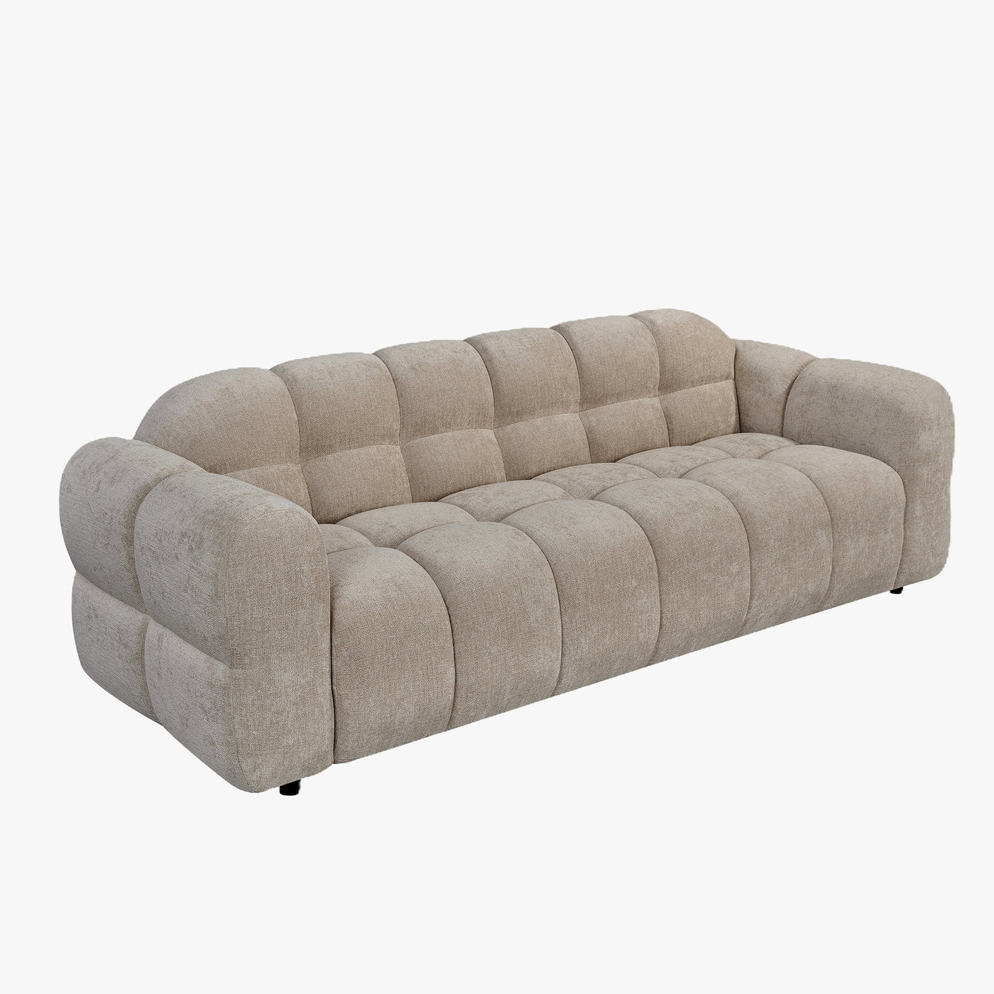 LYRA Canapé 3 places en tissu beige foncé - Canapés fixes - Mobilier Deco