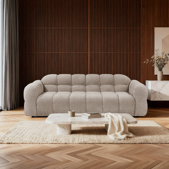 LYRA Canapé 3 places en tissu beige foncé
