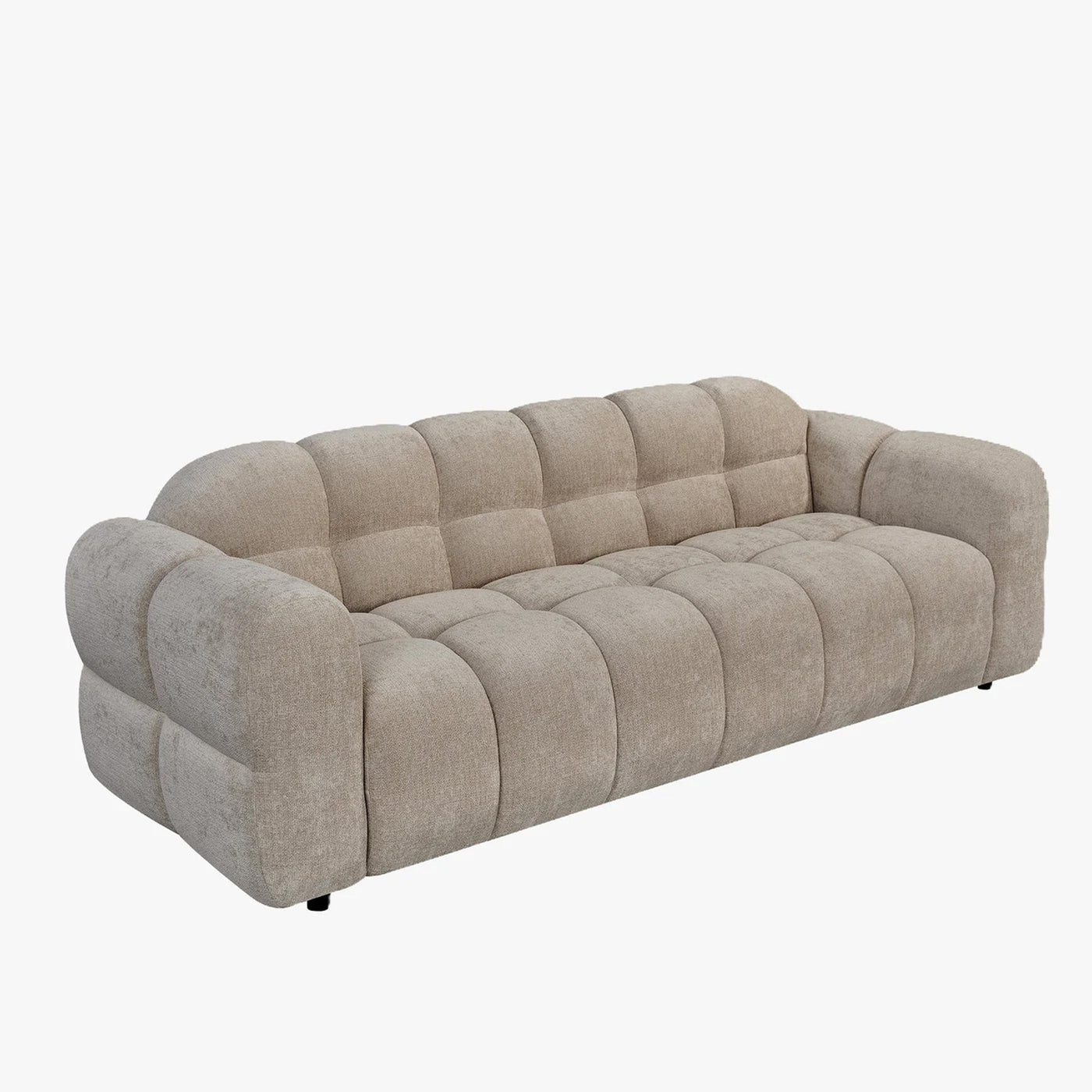 LYRA Canapé 3 places en tissu beige foncé - Canapés fixes - Mobilier Deco