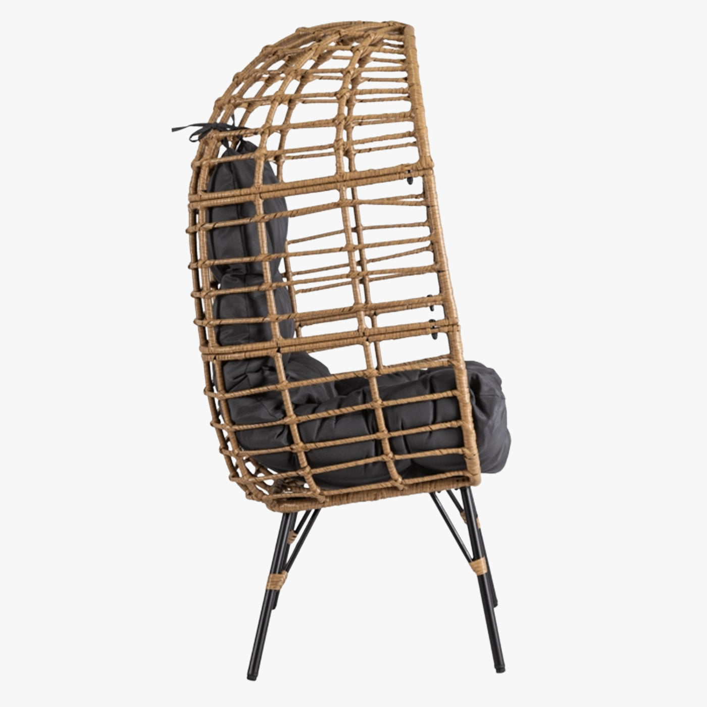 MADISON Fauteuil de jardin couleur bois et gris foncé pieds en métal noir