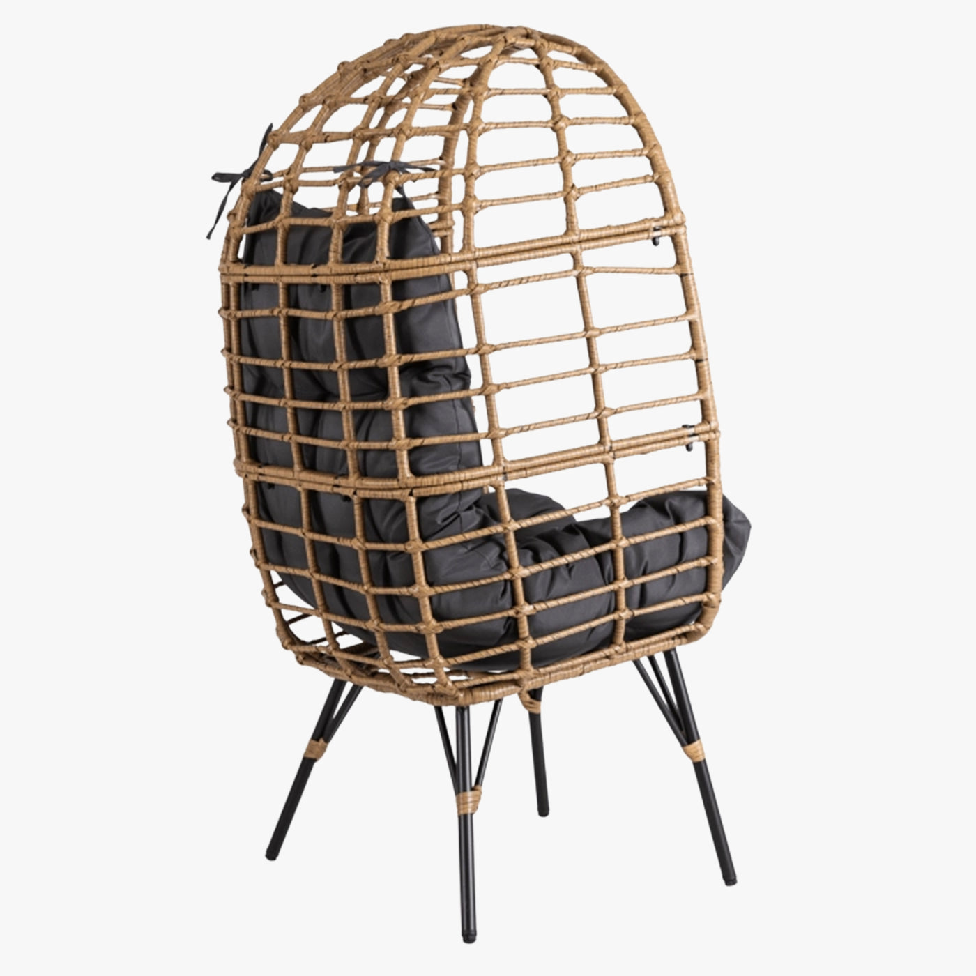 MADISON Fauteuil de jardin couleur bois et gris foncé pieds en métal noir