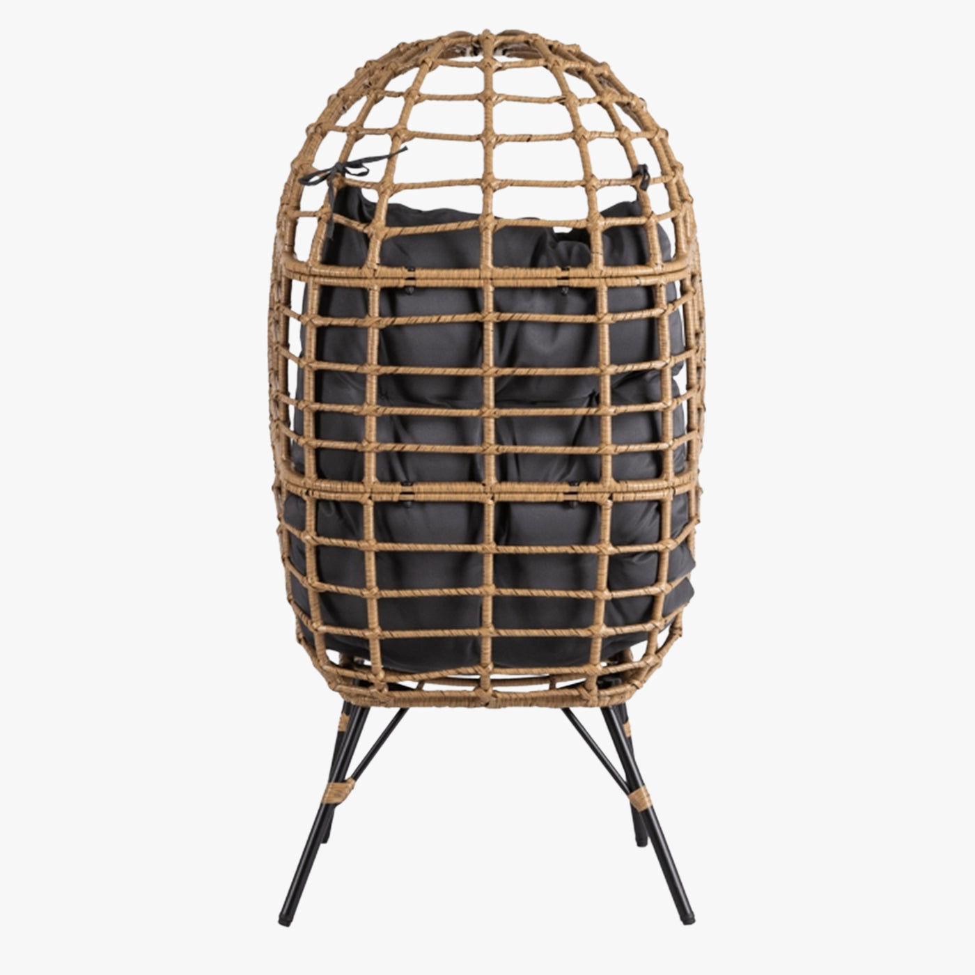 MADISON Fauteuil de jardin couleur bois et gris foncé pieds en métal noir
