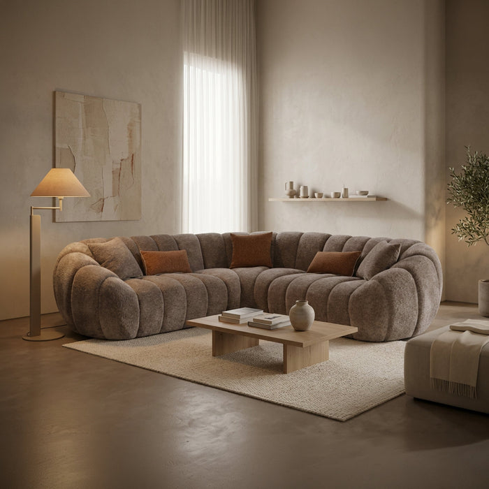 MADY Canapé d'angle réversible en tissu taupe