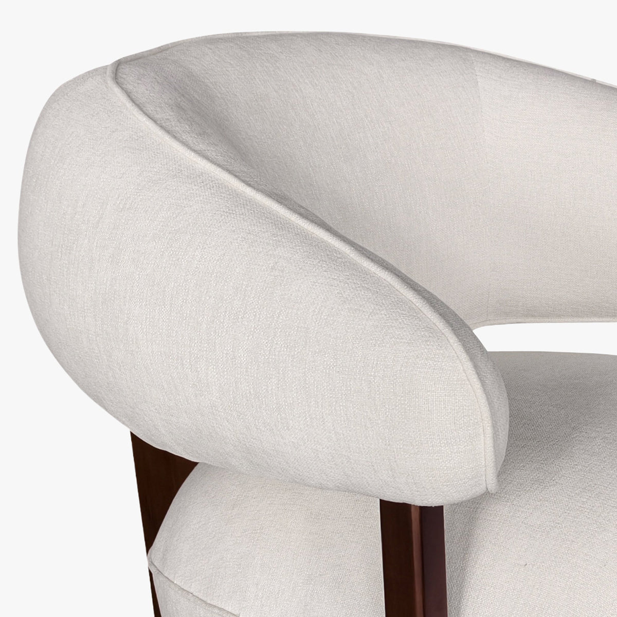 MAEL Fauteuil en tissu texturé blanc écru pieds en bois foncé - Fauteuils - Mobilier Deco