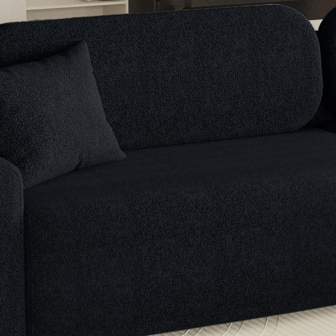 MAJI Canapé d'angle réversible convertible avec coffre en tissu noir