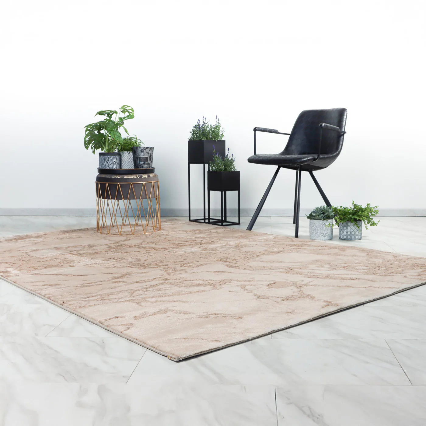 MARMARIS - Tapis en tissu à veinure marbrée 160x230 cm