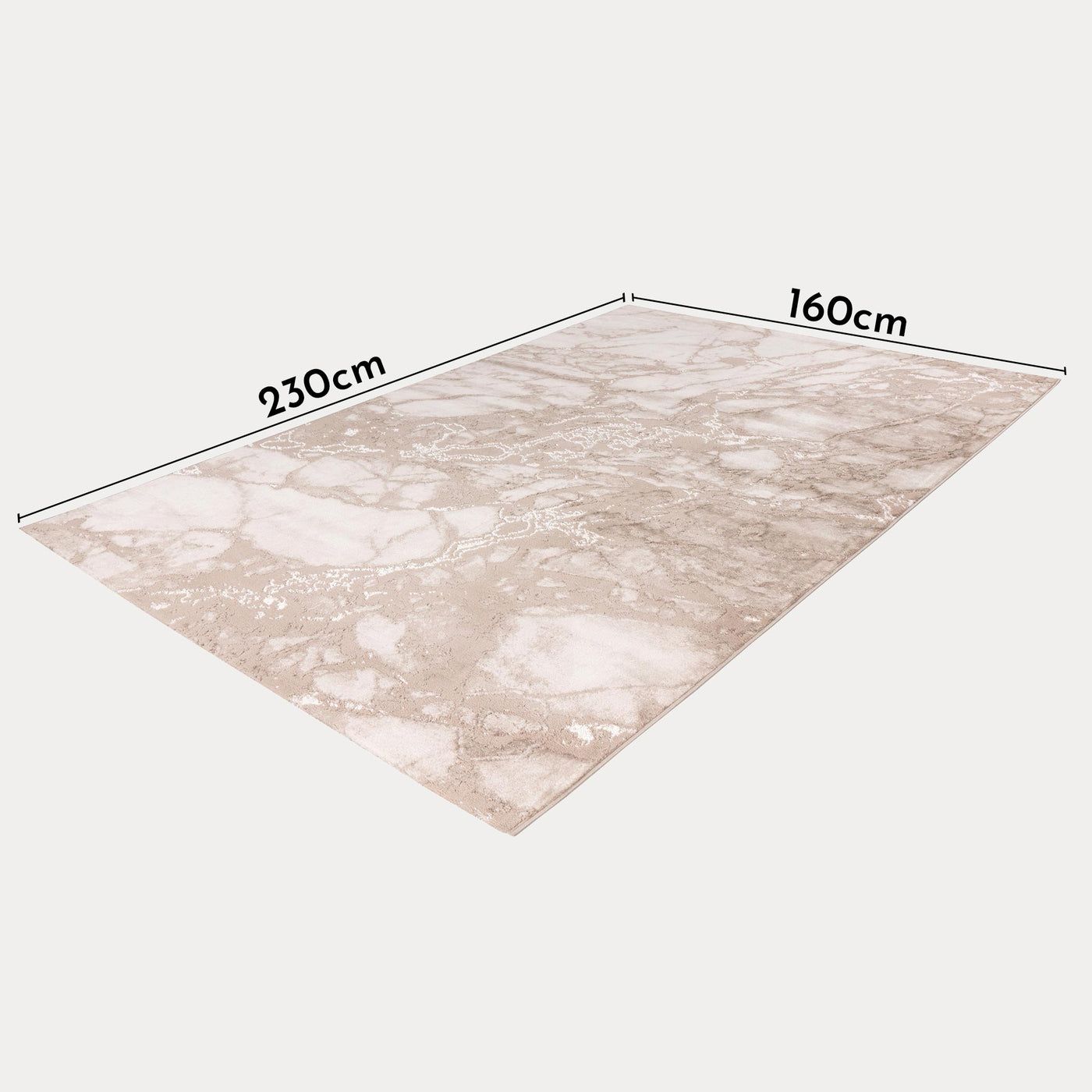 MARMARIS Tapis en tissu à veinure marbré beige -160x230 cm