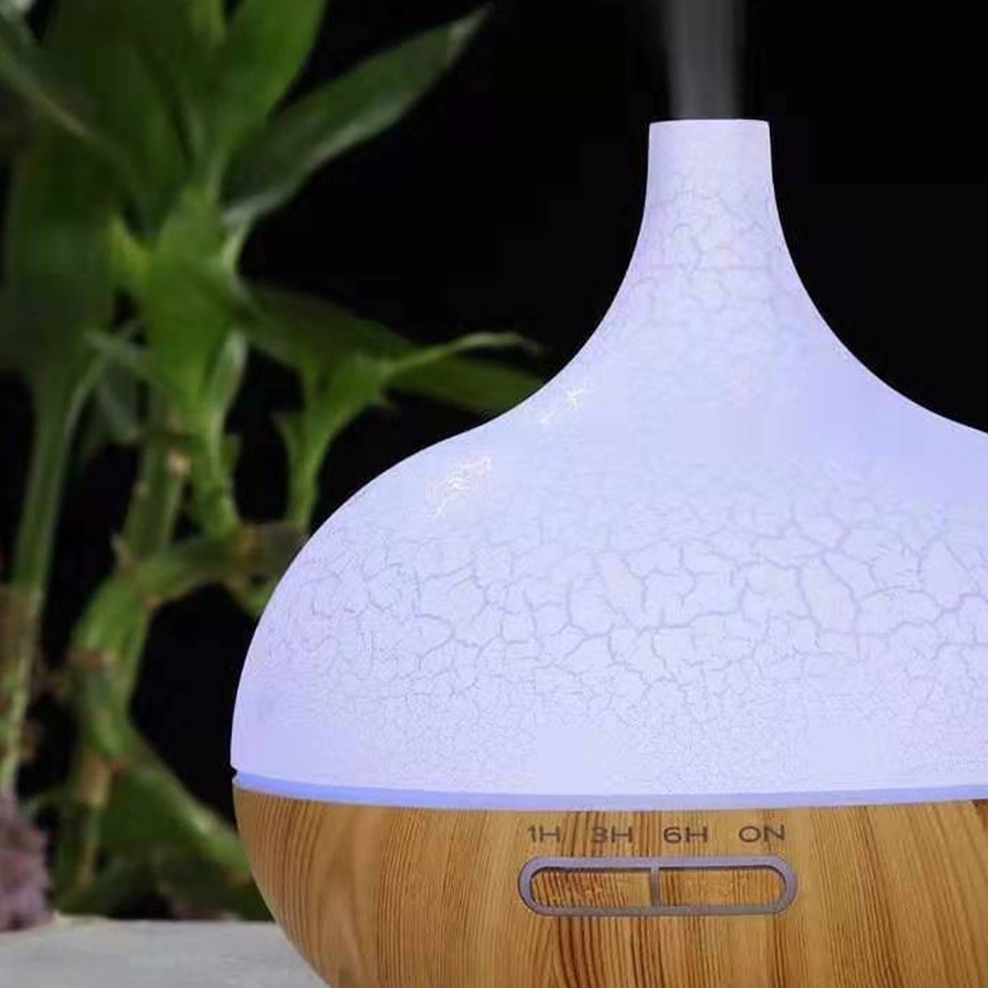 MAROS Diffuseur d'huiles essentielles à LED couleur bois et blanc