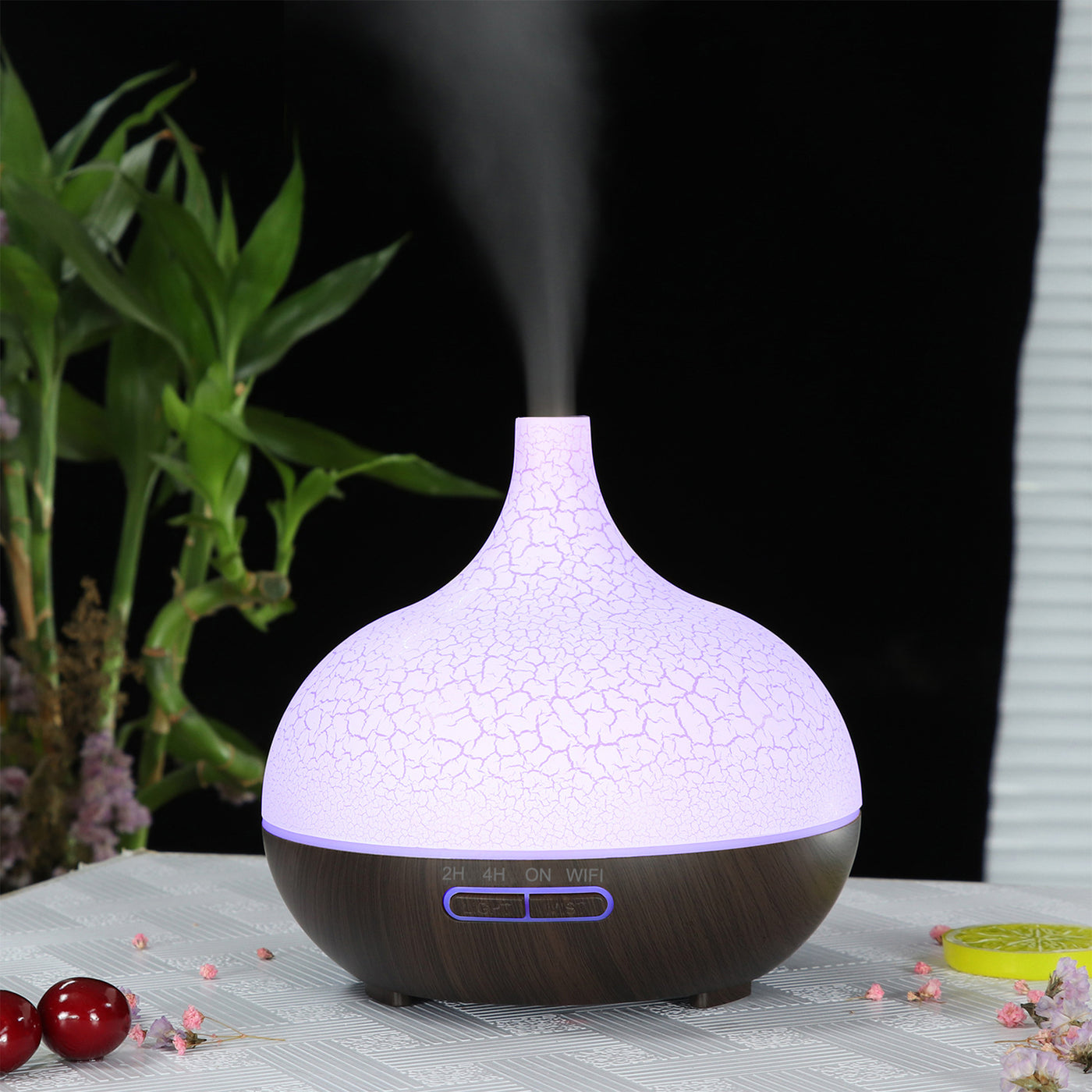 MAROS Diffuseur d'huiles essentielles à LED noir et blanc