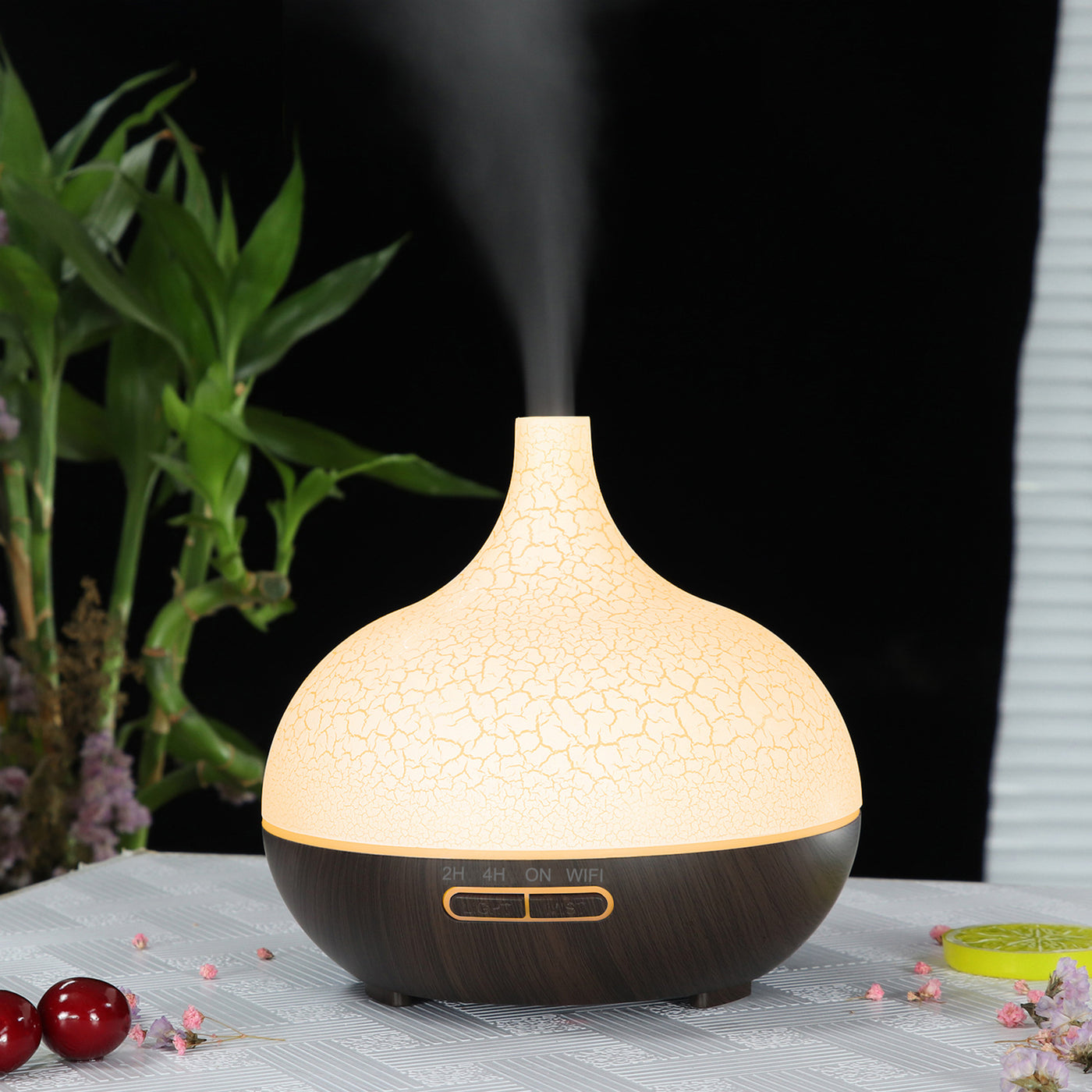 MAROS Diffuseur d'huiles essentielles à LED noir et blanc