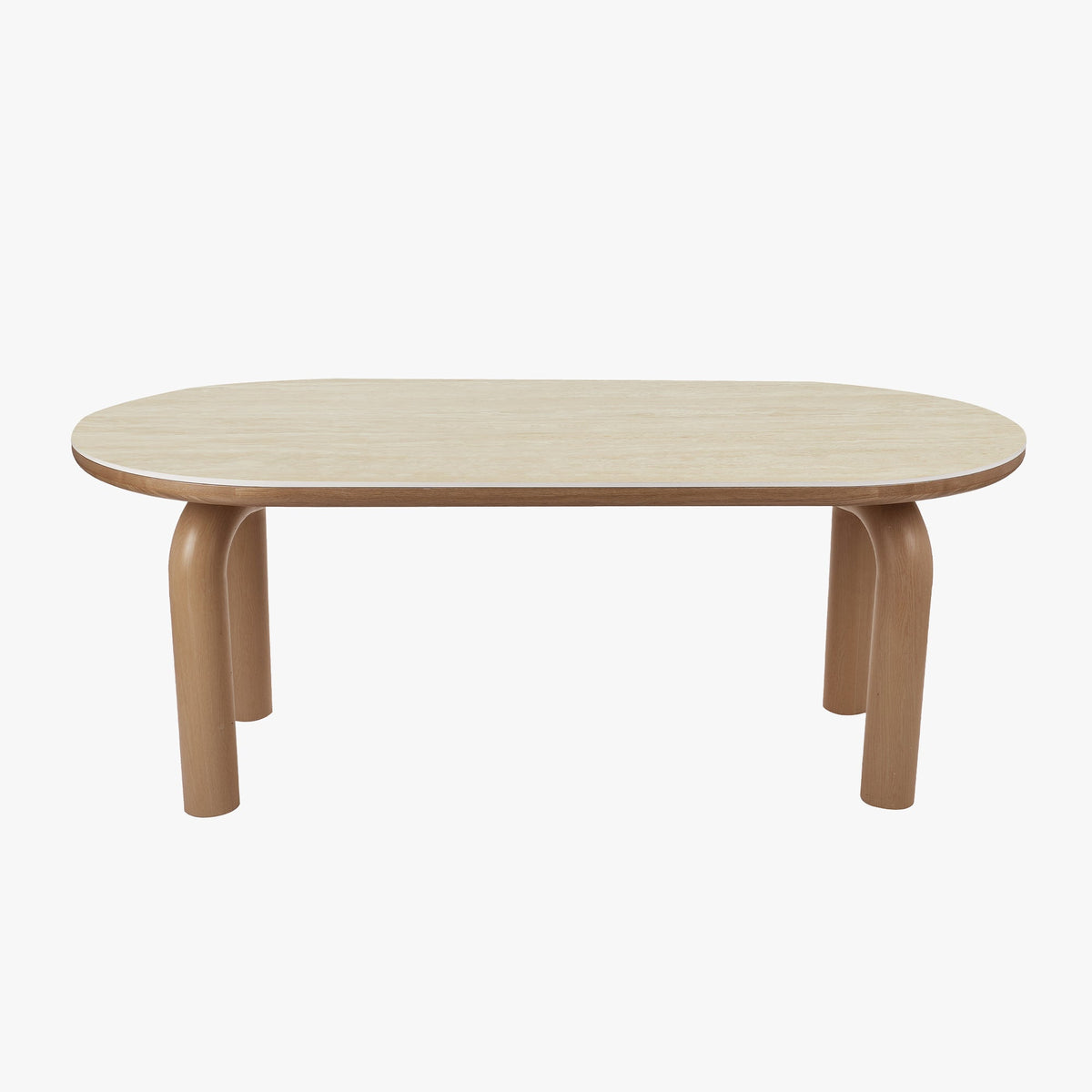 MARTINA Table à manger ovale en céramique pieds en métal couleur bois clair 180 cm - Table à manger - Mobilier Deco