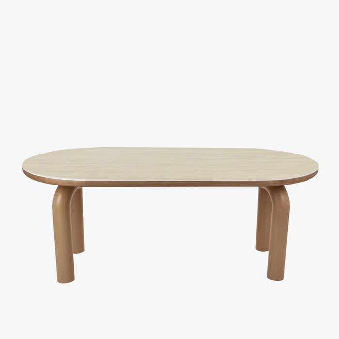 MARTINA Table à manger ovale en céramique pieds en métal couleur bois clair 180 cm – Table à manger – vue 2